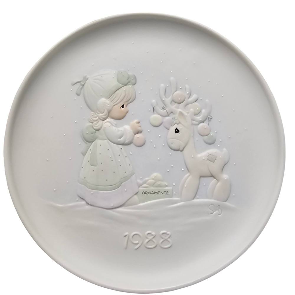 Precious Moments 1988 Merry Christmas Deer Collector Plate Christmas Love Series